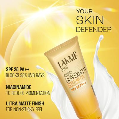 Lakme Sun Expert SPF 25 PA++ Super Matte Lotion Sunscreen, Lightweight, Non Sticky 50 ml - Face Sunscreen