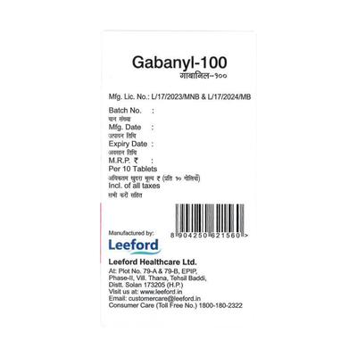 GABANYL 100 Tablet 10's - Neuropathic Pain-Dru