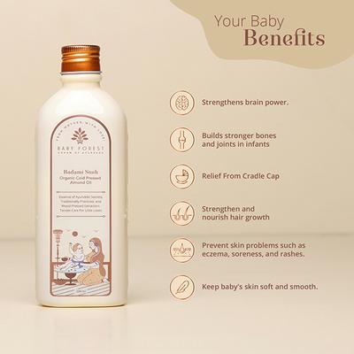 Baby Forest Badami Sneh- Organic Cold Pressed Almond Oil 200 ml - Creams, Lotions & Oils