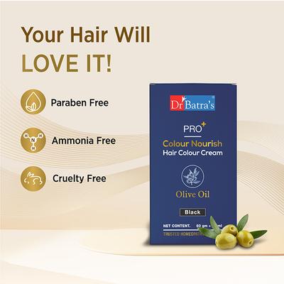 Dr Batras Pro+ Colour Nourish Hair Colour Cream for Rich Hair Color, Enriched with Amla - Brown 120 gm - Crème