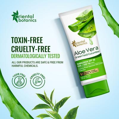 Oriental Botanics Aloe Vera, Green Tea & Cucumber SPF 50 Sunscreen Cream 100 ml - Face Sunscreen