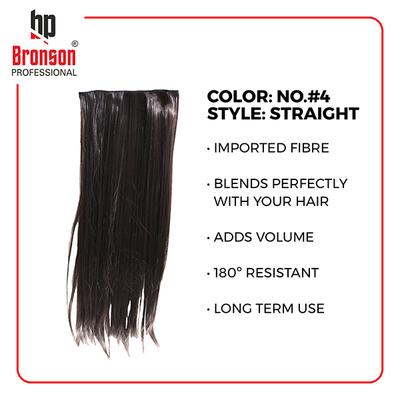 Bronson Professional Hair Extensions Straight Hair 5 Clip-In 24 inch Dark Brown No 4 1's - Hair Clips/Bands