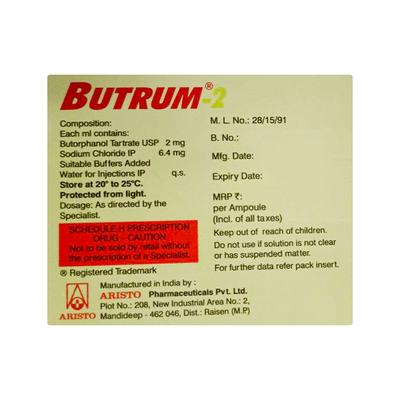 Butrum 2mg Injection 1ml - Pain relief-Ana