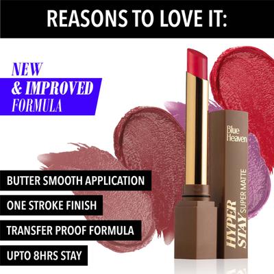Blue Heaven Hyperstay Super Matte Lipstick Velvet Maroon 706 2.2 gm - Lipsticks