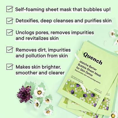 Quench Botanics Matcha Better Bubble Sheet Mask for Skin Detox, Korean Skin Care 21 ml - Sheet Masks