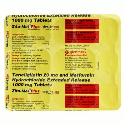 Zita Met Plus 20/1000mg Tablet 15'S - Diabetes-Ant