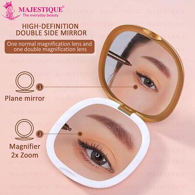 Majestique Dual Magnifying Compact Mirror, 2X Adjustable Folding Mirror - Multicolor 1's - Mirror