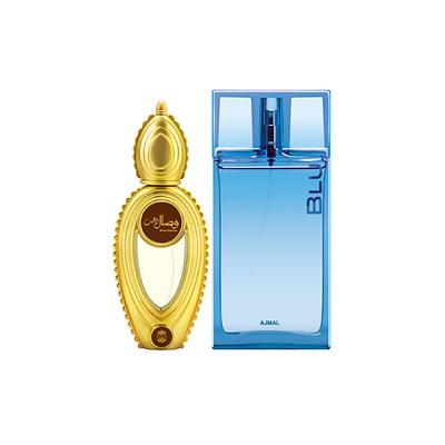 Ajmal Wisal Dhahab EDP Fruity Floral Perfume And Blu EDP Aquatic Woody Perfume 140 ml - Men Perfumes (Edt/Edp)