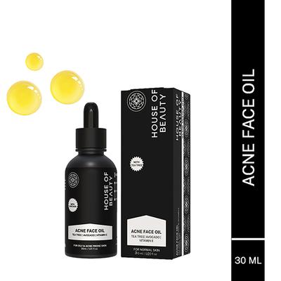 House of Beauty Acne Oil with Tea Tree, Avocado & Vit-E For Drying Pimpled & Oily Skin 30ml - Face Oils