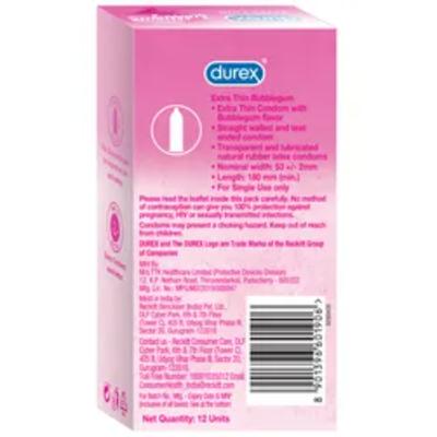 Durex Extra Thin Condoms - Bubblegum 12's - Plain/Flavoured Condoms