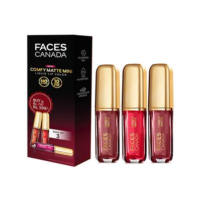 Faces Canada Comfy Matte Mini Liquid Lipstick - Note To Self + Getting Ready + Just So You Know 3.6ml 3's - Liquid Lipsticks