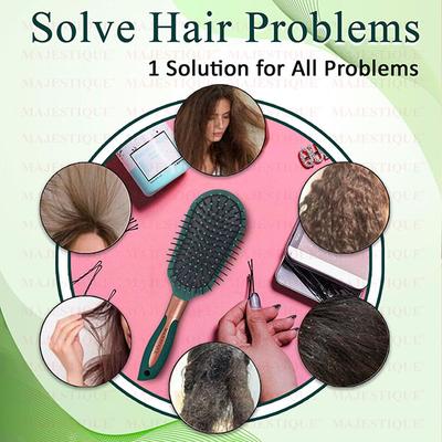Majestique Styling Hair Brush, Nylon Round-Tip Bristles Hair Comb for Detangling, Separating, Shaping - Velvet Green 1's - Hair Brushes
