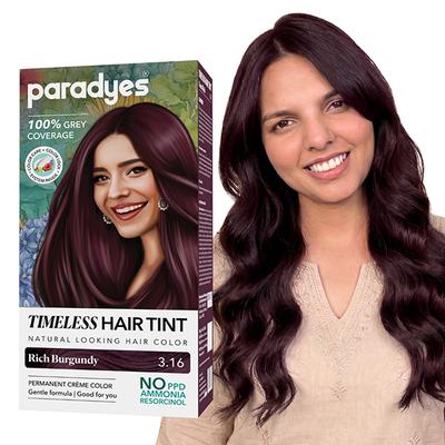 Paradyes Permanent Rich Burgundy Timeless Hair Tint for Complete Grey Coverage Rich Burgundy 160 gm - Crème