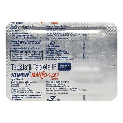 Super Manforce 20mg Tablet 4'S - Impotence/Erectile Dysfunction (Ed)