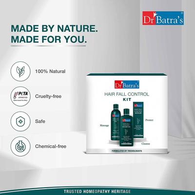 Dr. Batra's Hair Fall Control Kit - Hair Oil 200 ml, Shampoo 200 ml & Hair Fall Control Serum 125 ml - Shampoos