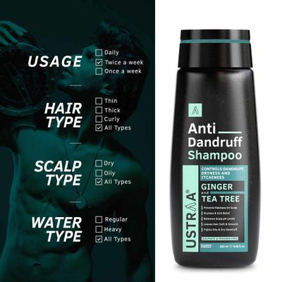 Ustraa Anti Dandruff Shampoo - Ginger & Tea Tree 250 ml - Shampoos
