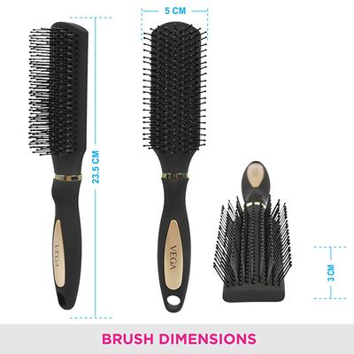 Vega Flat Hair Brush (India's No.1 Hair Brush Brand) for Men & Women (R9-FB) 106 gm - Hair Brushes