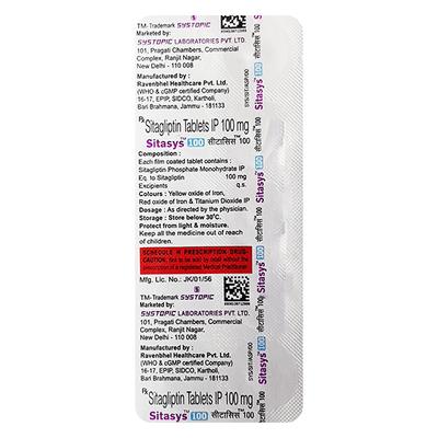 SITASYS 100 Tablet 10's - Diabetes-Ant