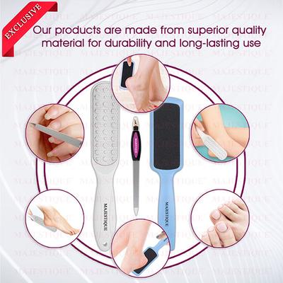 Majestique Large Double-Sided Foot Scrubber Set with Nail Filer, Hard Skin Removal - Multicolor 1's - Body Scrubbers & Brushes