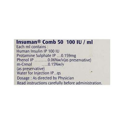 Insuman Comb 50 Cartridge 1X3ml - Diabetes-Ins