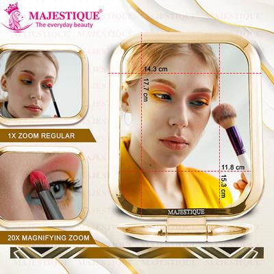 Majestique Table Top Double Side Makeup Mirror, 1X/20X Magnifying Mirror, 180 Degree - Multicolor 1's - Mirror