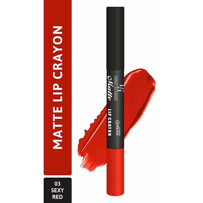 Half N Half Matte Lip Crayon, 24H Super Stay, 03 Sexy Red 3.5 gm - Lip Crayons