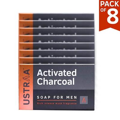 Ustraa Deo Soap for Men - Activated Charcoal (Pack of 8 x 100 gm) - Soaps