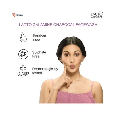 Lacto Calamine Activated Charcoal Face Wash with Aloe Vera & Tea Tree Extract for Deep Skin Detox 100ml 3's - Face Wash & Cleansers
