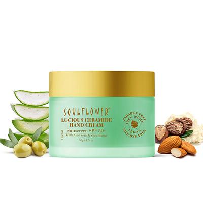 Soulflower Sunscreen SPF 50+ Hand Cream with Aloe Vera and Shea Butter 50 gm - Body Sunscreen