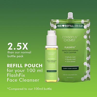 Conscious Chemist Gentle Oil Control Face Cleanser + Refill Pack 100 Ml + 250 Ml 2's - Face Wash & Cleansers