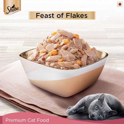 Sheba Feast of Flakes for Cats - Skipjack & Salmon (Pack of 35 gm x 12) 1's - Petfood