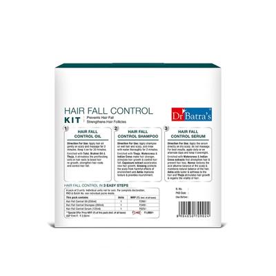 Dr. Batra's Hair Fall Control Kit - Hair Oil 200 ml, Shampoo 200 ml & Hair Fall Control Serum 125 ml - Shampoos