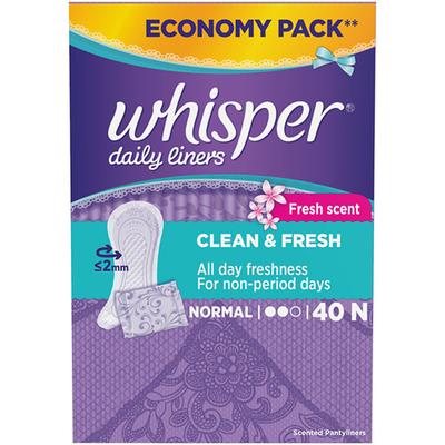 Whisper Clean and Fresh Daily Liners - 40 Count 1's - Others