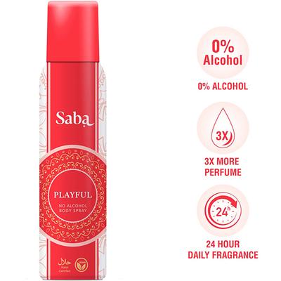Saba Playful No Alcohol Deodorant Body Spray for Women 150 ml - Women Deodorants/Roll-Ons