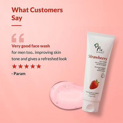 Fixderma Strawberry Face Wash with Vitamin E and Strawberry Extract, Face Wash and Face Cleanser 75 gm - Face Wash & Cleansers
