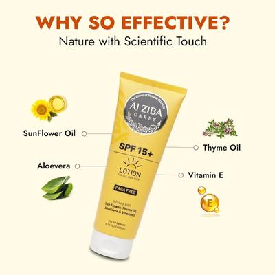 Alziba Cares SPF 15+ Lotion 200 ml - Lotions & Creams