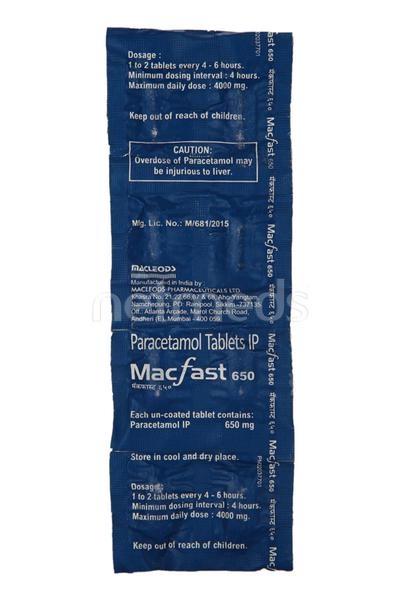 Macfast 650mg Tablet 10'S - Fever-Ana