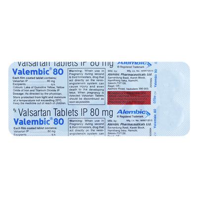 Valembic 80mg Tablet 10'S - Hypertension-Ang