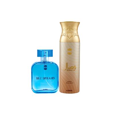 Ajmal Blu Dreams EDP Citurs Fruity Perfume And Wisal Deodorant Floral Musky Fragrance 300 ml - Perfumes (Edt/Edp)