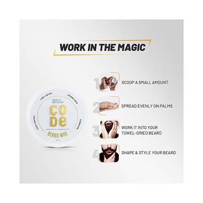 Wild Stone Code Beard Wax Prevents Hair Loss Dandruff Dryness & Itchy Beard for Men M 40 gm - Beard Wax