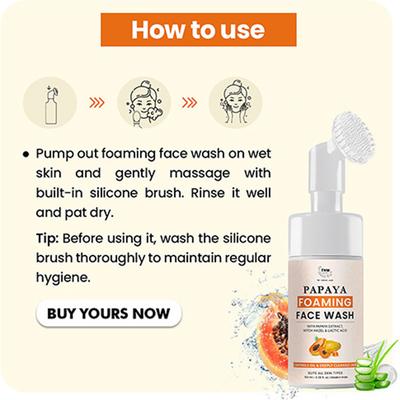 Tnw The Natural Wash Papaya Foaming Face Wash For With Lactic Acid And 100ml - Face Washes
