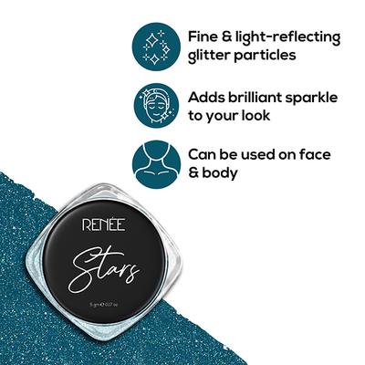 Renee Stars Face and Body Glitter - Blue 5 gm - Eye Shadow Palettes