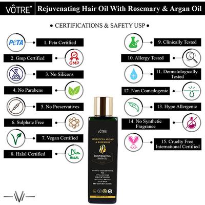 Votre Rejuvenating Hair Oil - Moroccan Argan & Rosemary 200 ml - Hair Oils