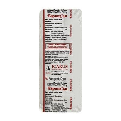Espanz 40mg Tablet 10'S - Ulcer/Reflux/Flatulence-Aaa