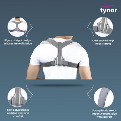 Tynor Clavicle Brace with Velcro (S) (C 05) - Back/Abdomen Supports