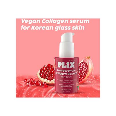PLIX Pomegranate Collagen Bounce Serum for Reducing Fine Lines & Wrinkles, Vegan Collagen Booster for Plump & Contoured Skin 30 ml - Face Gels