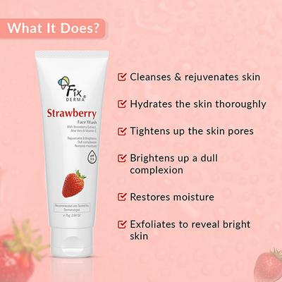 Fixderma Strawberry Face Wash with Vitamin E and Strawberry Extract, Face Wash and Face Cleanser 75 gm - Face Wash & Cleansers