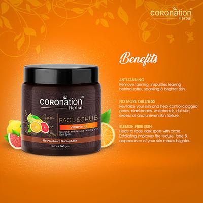 COROnation Herbal Vitamin C Face Scrub 100 gm - Scrubs & Exfoliants
