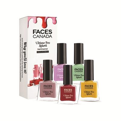 Faces Canada Ultime Pro Splash Mini Nail Enamel, Floral Dream + Royal Ruby + Linty + Viola + Sunny Side Up, 25ml 1's - Nail Polish