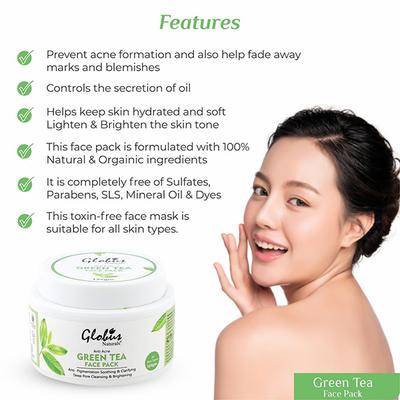 Globus Naturals Green Tea Anti-acne Face Pack 125 gm - Face Packs